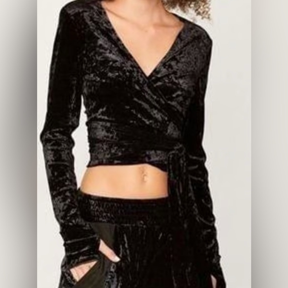 Velvet Wrap Top - Blue